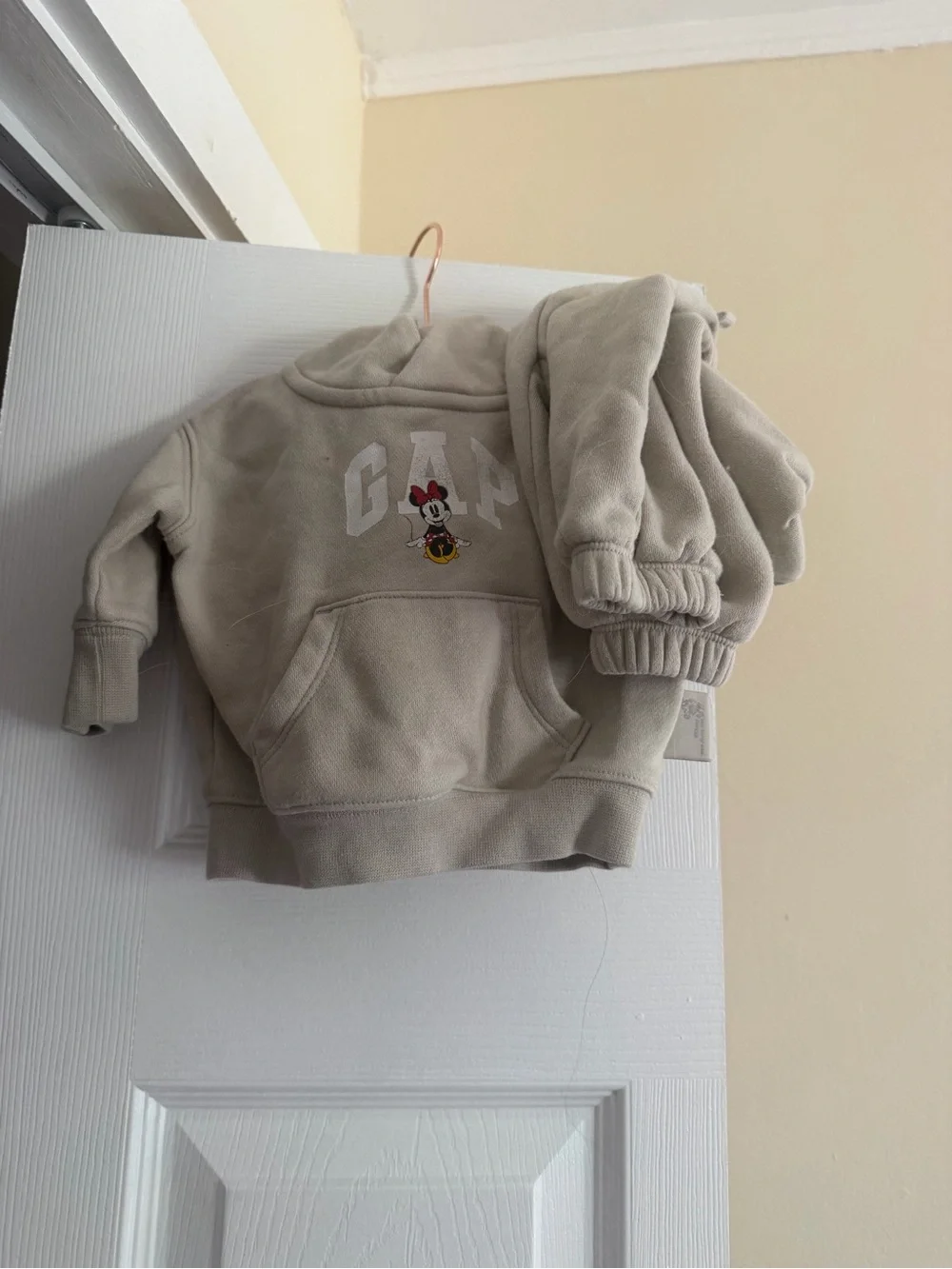 GAP Beige Kids Hoodie & Sweatpant Set with Minnie Graphic